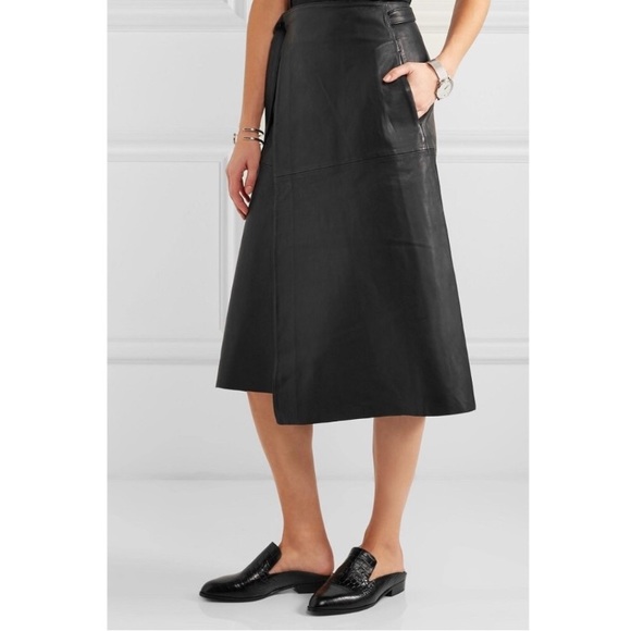 Maje Dresses & Skirts - MAJE REAL LEATHER WRAP MIDI SKIRT NWT JACRON STYLE